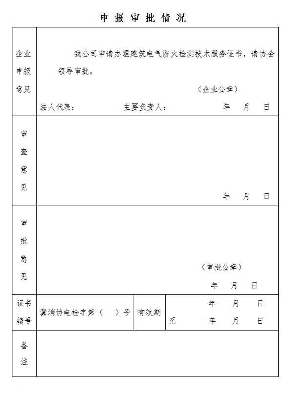 關(guān)于申辦《建筑電氣防火檢測(cè)技術(shù)服務(wù)證書》的通知