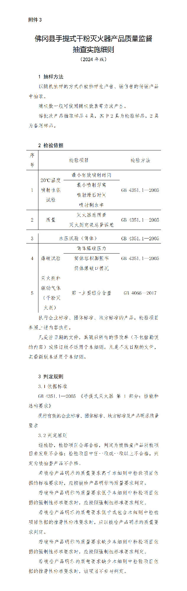 佛岡縣手提式干粉滅火器產(chǎn)品質(zhì)量監(jiān)督抽查實施細則（2024年版）